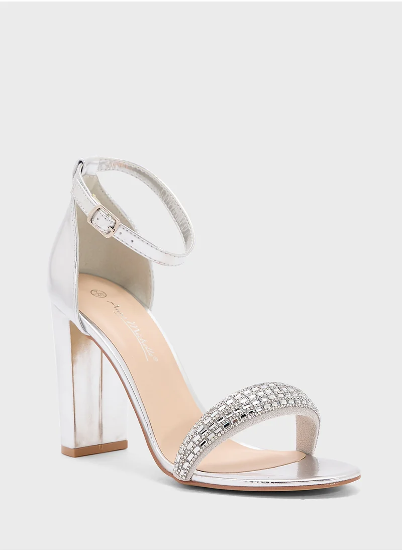 Ginger Block Heel Sandal With Embellished Strap