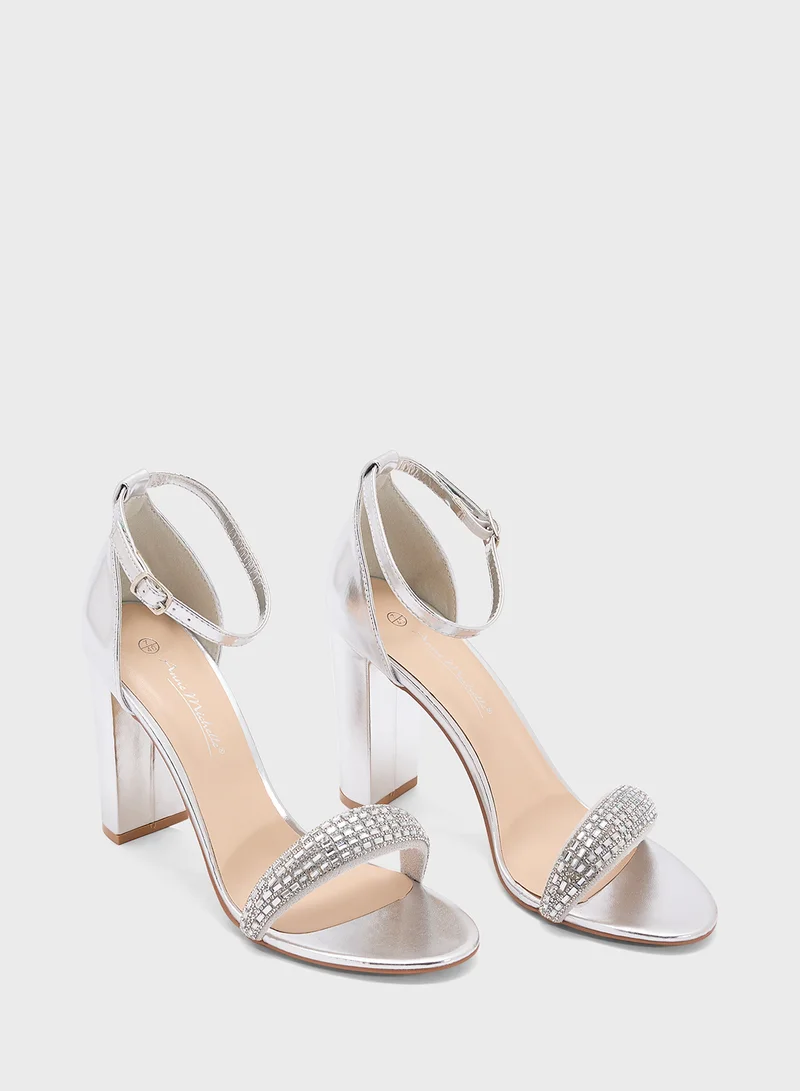 Ginger Block Heel Sandal With Embellished Strap