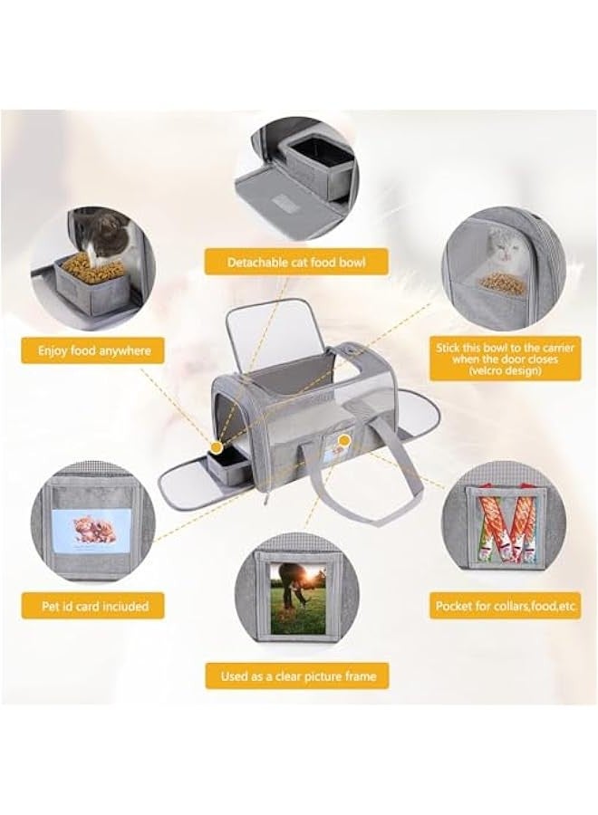 تراسل حاملة حيوانات أليفة، حقيبة حاملة قطط للسفر معتمدة من شركة الطيران أقل من 15 رطلاً، حاملة حيوانات أليفة قابلة للطي بشبكة مسامية للقطط الصغيرة والمتوسطة والكلاب الصغيرة والجراء، بيت صغير محمول قابل للغسل - Image 4