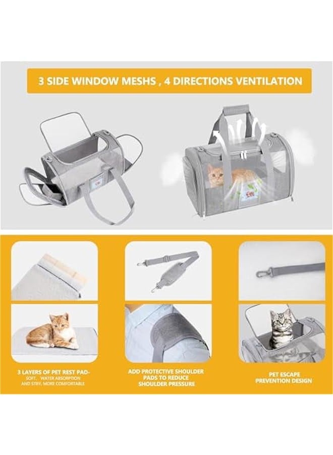 تراسل حاملة حيوانات أليفة، حقيبة حاملة قطط للسفر معتمدة من شركة الطيران أقل من 15 رطلاً، حاملة حيوانات أليفة قابلة للطي بشبكة مسامية للقطط الصغيرة والمتوسطة والكلاب الصغيرة والجراء، بيت صغير محمول قابل للغسل - Image 5