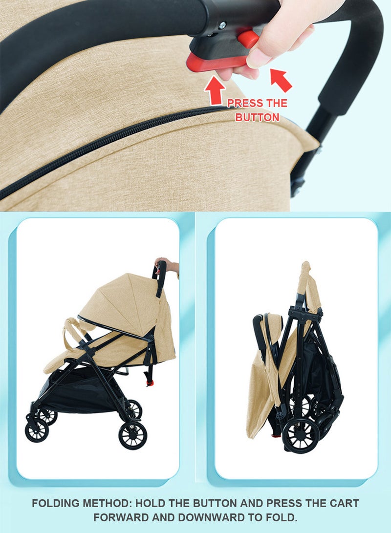MaBaby Auto Baby Stroller, Can Sit And Lie, Lightweight Single Stroller, Foldable And Portable Pram WIth Big Storage Basket, Travel Stroller For Newborn - Image 2