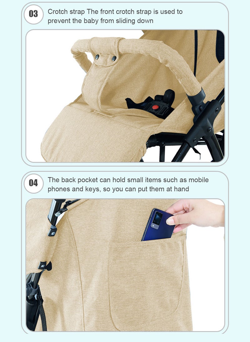 MaBaby Auto Baby Stroller, Can Sit And Lie, Lightweight Single Stroller, Foldable And Portable Pram WIth Big Storage Basket, Travel Stroller For Newborn - Image 5