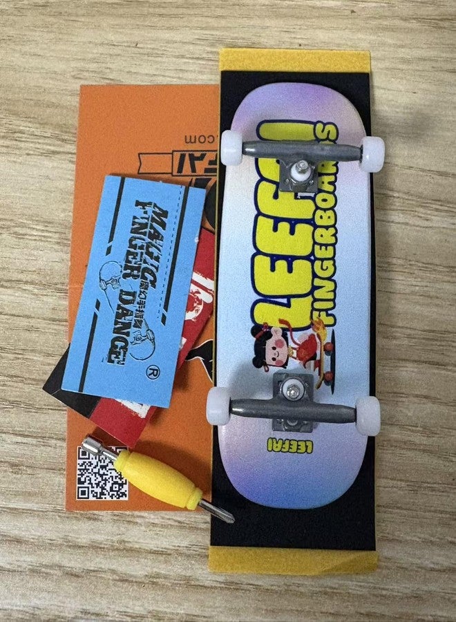 LEEFAI Pro Fingerboard Complete, Pre-Assembled Finger Skateboard Setup Canadian Maple Wood Deck Measure 34x96mm, Boxy Shape (Skate Girl) - Image 3
