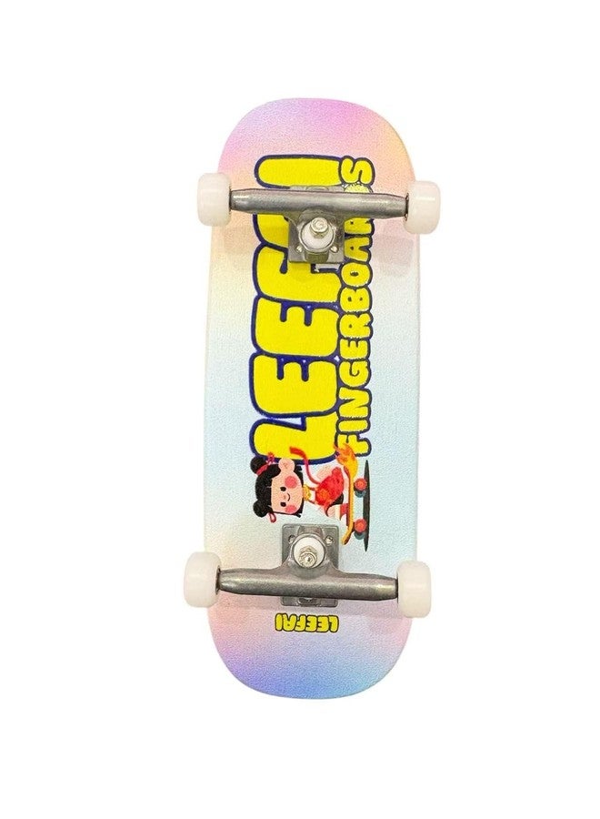 LEEFAI Pro Fingerboard Complete, Pre-Assembled Finger Skateboard Setup Canadian Maple Wood Deck Measure 34x96mm, Boxy Shape (Skate Girl) - Image 1