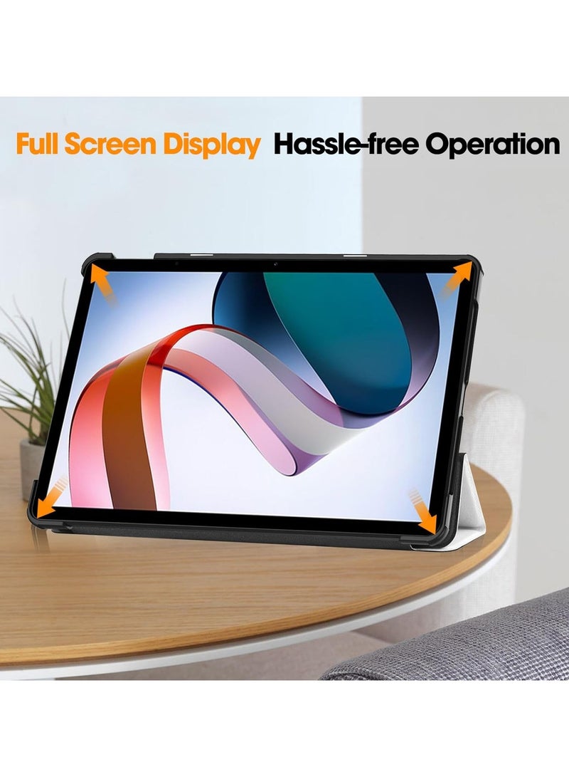 كابتن تيك جراب قابل للطي متوافق مع جهاز Xiaomi Redmi Pad SE 2023، غطاء جلدي من البولي يوريثان مع وظيفة الحامل، حماية 360 درجة - قطة - Image 4