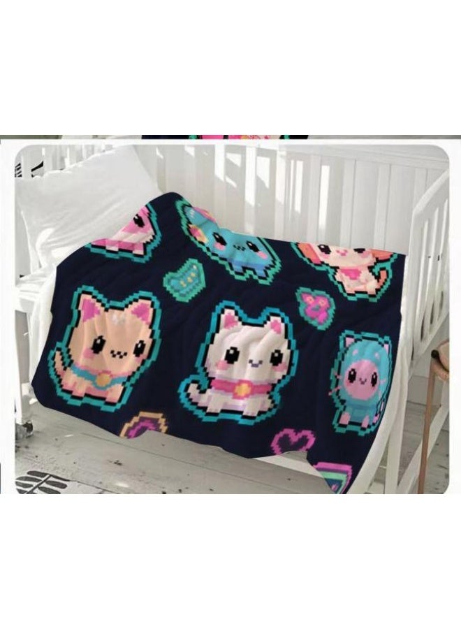 عام بطانية رقيقة من الفانيلا الكرتونية للأطفال أو الطلاب (دافئة ومريحة ومناسبة للنوم والألعاب) 100 سم * 150 سم - 1080 - Image 3