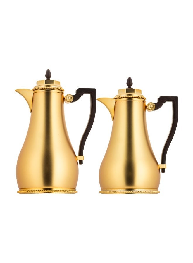 السيف  ✨ طقم ترامس السيف "شَدَن" الذهبي المطفي – 2 قطعة | يد خشبية راقية وداخل زجاج يحفظ الحرارة لأطول وقت 🔥☕ - Image 2