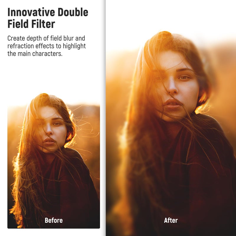 NEEWER 82mm Center Field Split Diopter Effect Filter, Camera Linear Prism K9 Optical Glass Filter with Aluminium Frame, Blurred Refraction Foreground Repeated Color Effect Camera Lens Accessories - Image 3