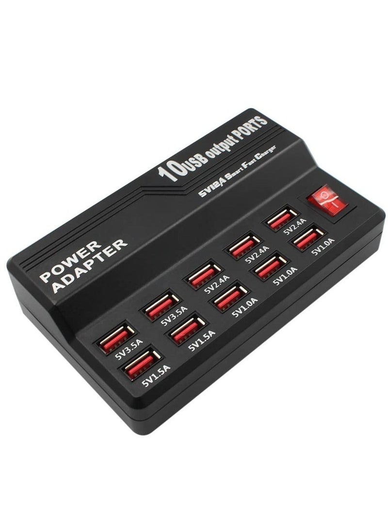 BGM Multifunctional High Speed 10-Port USB AC to DC Power Socket USB Charging Station Travel Charger for Smart Phones Pad Tablet & USB-Powered Devices EU Plug  - Image 4
