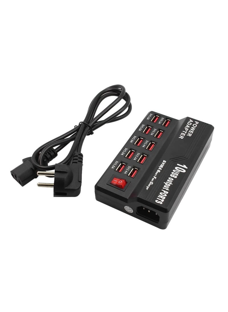 BGM Multifunctional High Speed 10-Port USB AC to DC Power Socket USB Charging Station Travel Charger for Smart Phones Pad Tablet & USB-Powered Devices EU Plug  - Image 2