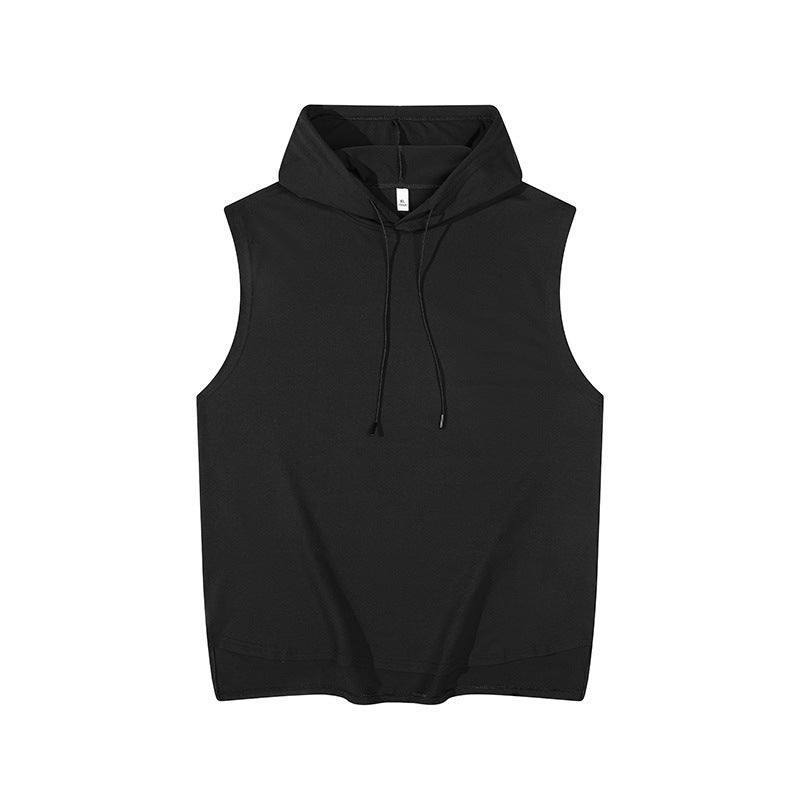 Hooded T-Shirt Men'S Short-Sleeved Solid Color Sports Summer Sports Trendy Ins Hooded Hip-Hop Half-Sleeved T-Shirt Trendy Brand Men'S Wear - Image 1