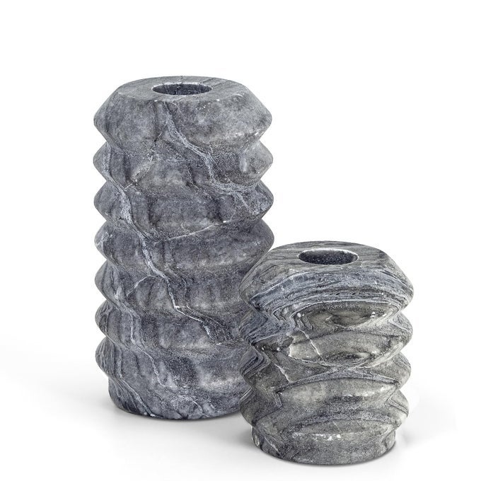 CANDLE HOLDERS ITALY TRUE NATURAL TRAVERTINE STONE 04 THICK SET OF 2 MARBLE CANDLESTICK HOLDER FOR CHRISTMAS WEDDING DINNING PARTY CANDLE STAND FOR 34 INCH CANDLES COLOR BLACK ZT001