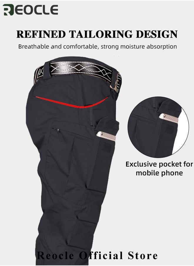REOCLE - Men's Tactical Pants Lightweight Performance Pants with Multi Cargo Pockets Anti-rip Waterproof Military Combat Cargo Work Hiking Pants - Image 1