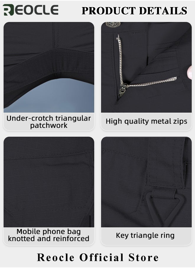 REOCLE - Men's Tactical Pants Lightweight Performance Pants with Multi Cargo Pockets Anti-rip Waterproof Military Combat Cargo Work Hiking Pants - Image 1