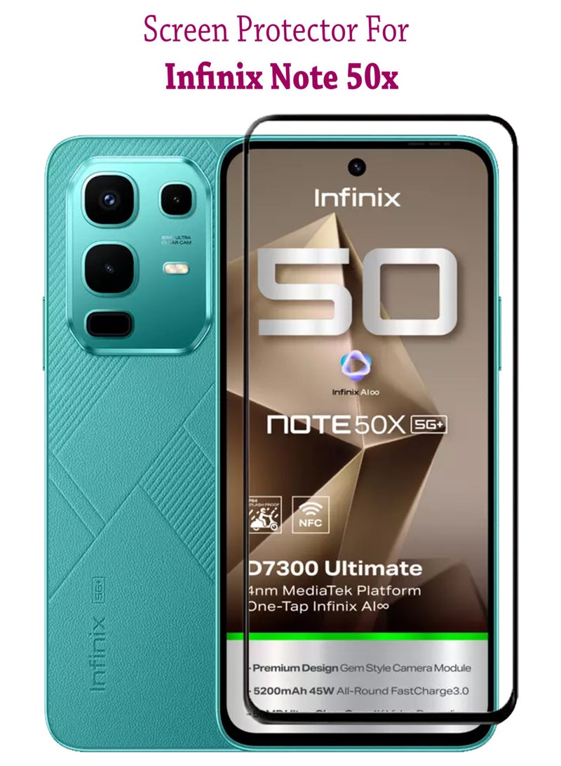 Infinix Note 50X Screen Protector | Tempered Glass Compatible with Infinix Note 50X | Screen Protector Full HD Quality Tempered Glass Anti-Scratch Edge to Edge Coverage with Easy Installation Kit - Black - Image 1
