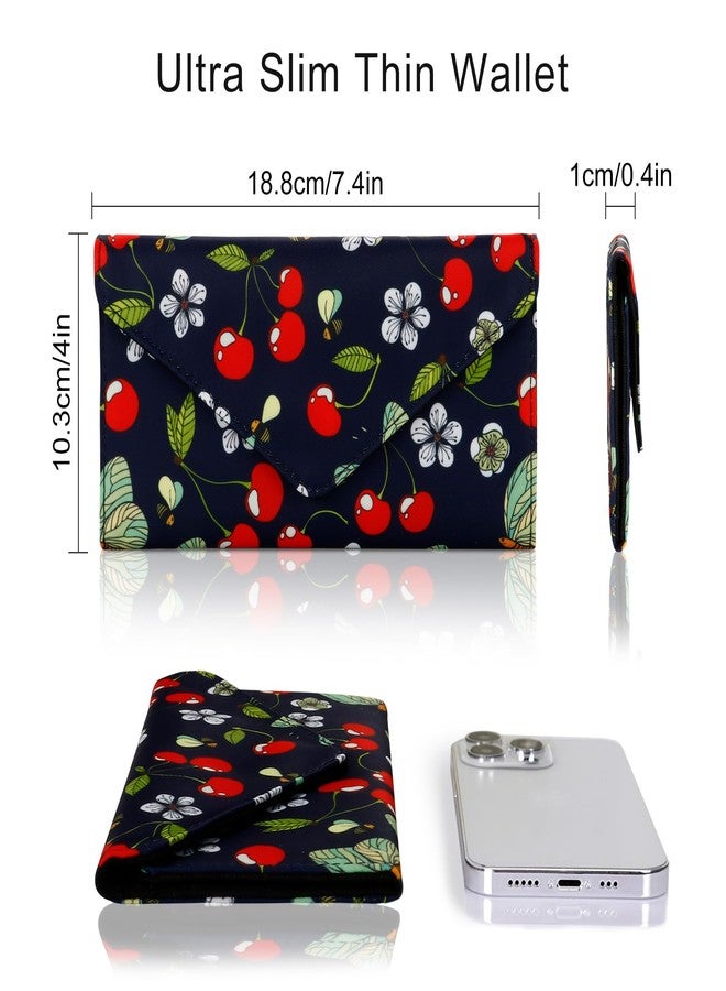 HAWEE Slim Card Wallet for Women - Water Resistant Envelope Style Multi-card Holder, Ultra Thin, Cherry - Image 3