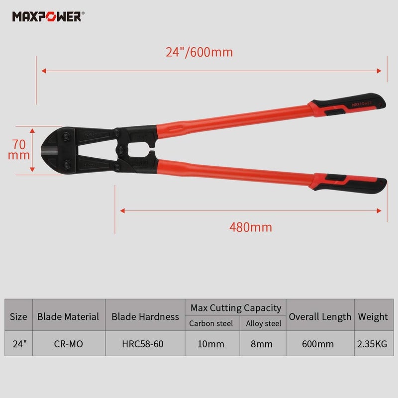 Max Power قاطع براغي 24 بوصة، شفرة فولاذية من الكروم موليبدينوم، قاطع براغي ثقيل الوزن - Image 3