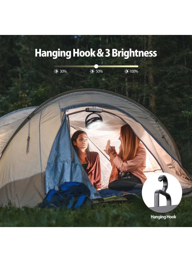 Amacool 10000mAh Battery Operated Camping Fan with LED Light-7 inch USB Fan with Hanging Hook for Tent Car RV Hurricane Emergency Outage - Image 3