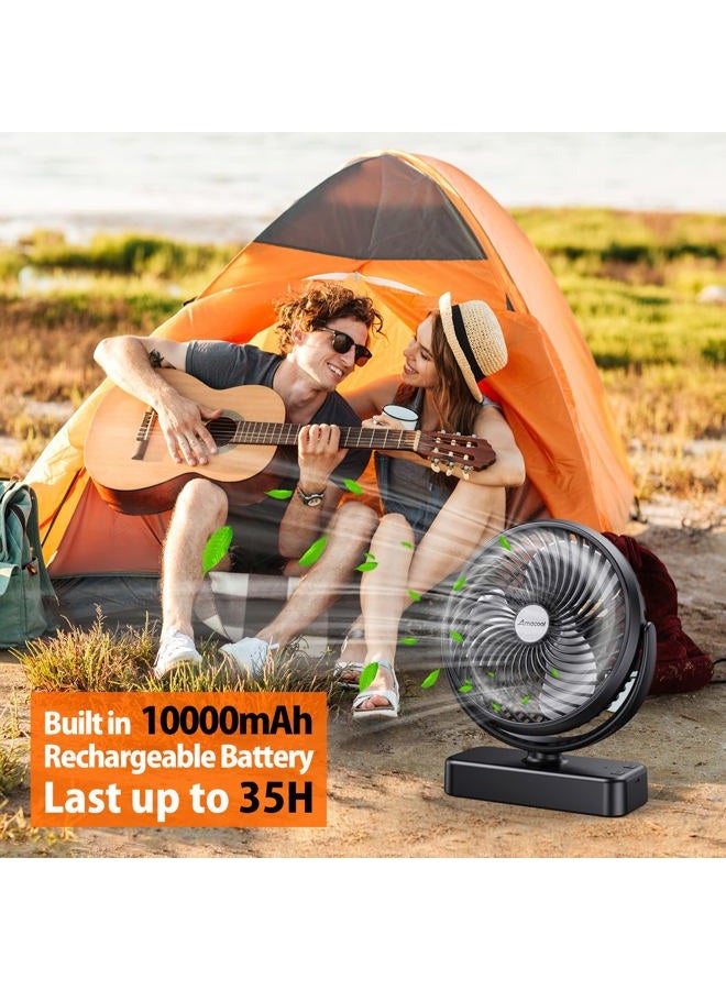 Amacool 10000mAh Battery Operated Camping Fan with LED Light-7 inch USB Fan with Hanging Hook for Tent Car RV Hurricane Emergency Outage - Image 2