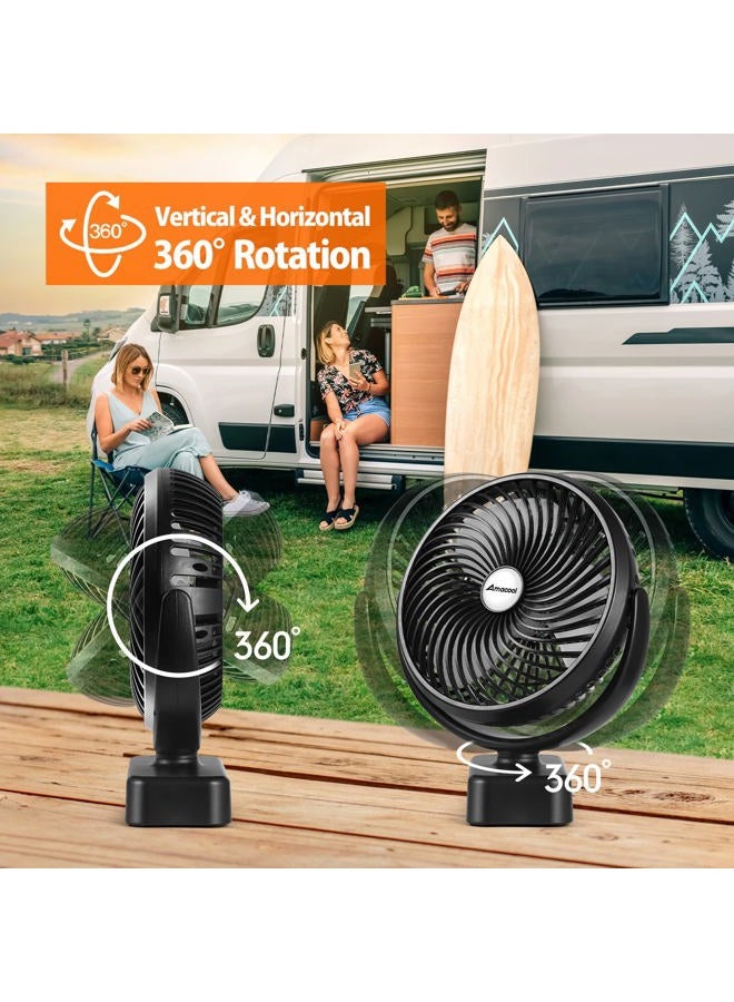 Amacool 10000mAh Battery Operated Camping Fan with LED Light-7 inch USB Fan with Hanging Hook for Tent Car RV Hurricane Emergency Outage - Image 5