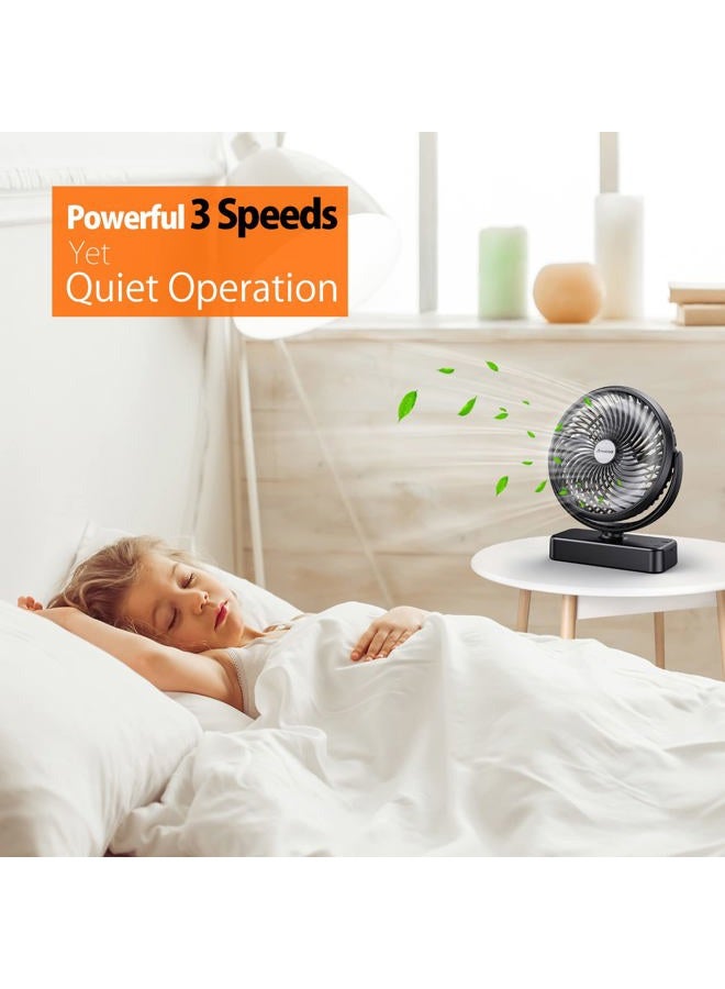 Amacool 10000mAh Battery Operated Camping Fan with LED Light-7 inch USB Fan with Hanging Hook for Tent Car RV Hurricane Emergency Outage - Image 4