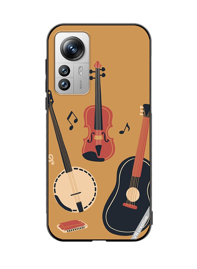 VR CREATIVE Protective Case Cover For Xiaomi 12X Banjo Acoustic Guitar Violin Notes And Harmonica Design Multicolour - Image 1