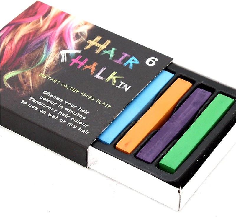 WedDecor Hair Chalk Comb Temporary Hair Dye Chalk Marker Gifts for Adults Girls Kids For Gradual Change Halloween Christmas Birthday Party Cosplay Pack of 2 6 Colours