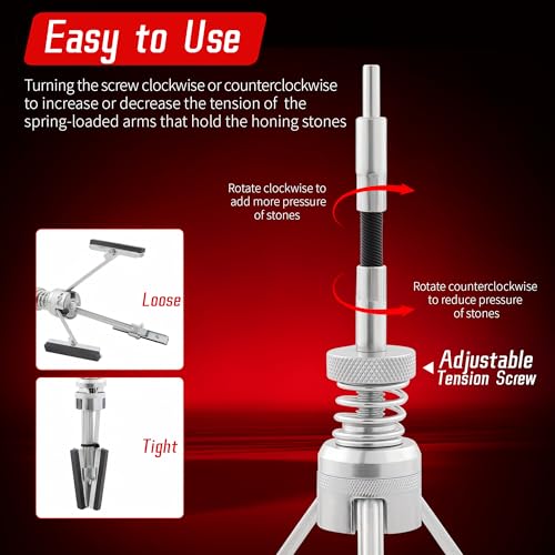 WAYCOJOY Cylinder Hone Tool, Adjustable Engine Cylinder Honing Tool for Grinding Holes from 2" to 7" in Diameter, Brake Piston Servicing Tools with Extra 3PC 3" Long Stones 220 Grit - Image 5