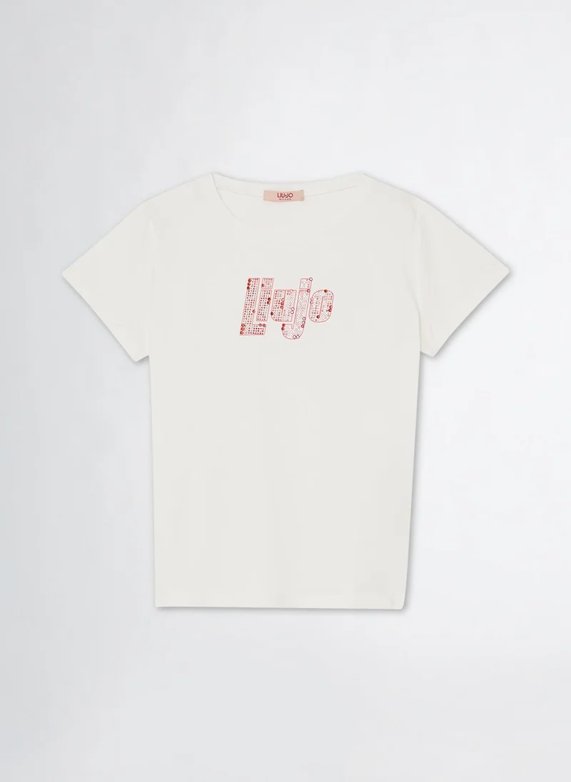 Liu Jo T-Shirt with Logo and Gemstones