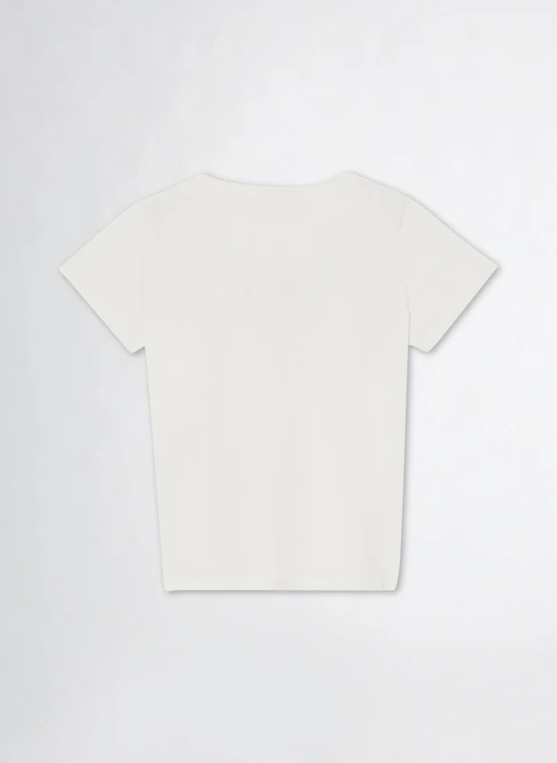 Liu Jo T-Shirt with Logo and Gemstones