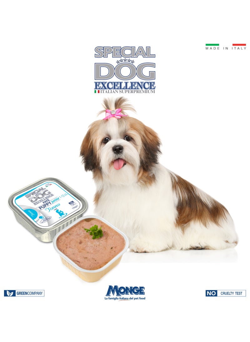 Monge Special Dog Excellence by Monge | Puppy & Junior Dog Wet Food with Tuna | Super Premium Complete Wet Puppy Food | Patè in Alutray - Image 2