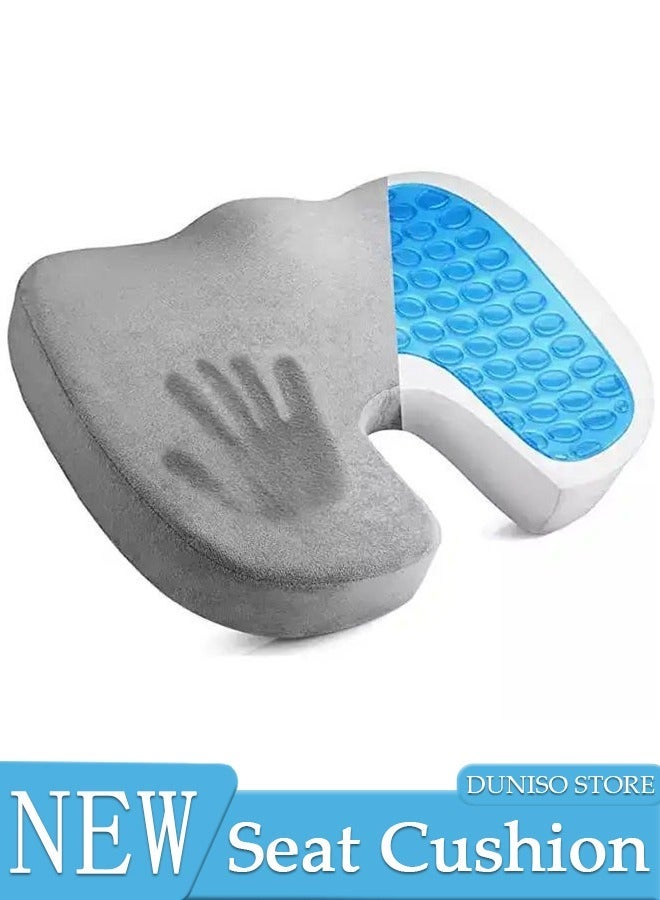 DUNISO Gel Seat Cushion for Car, Cooling Seat Cushion with Anti-Slip Bottom and Removable Cover, Breathable Car Office Chair Seat Cushion for Tailbone Pain Relief - Image 1