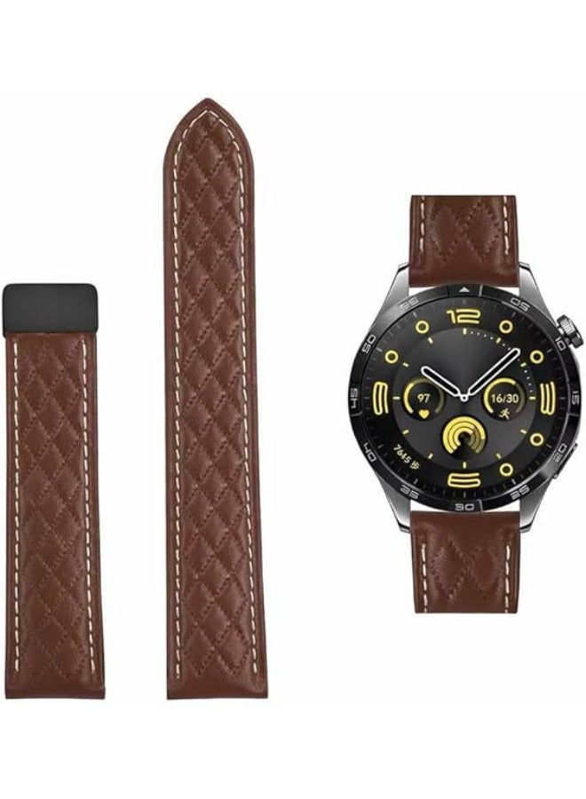 Premium 22mm Genuine Leather Watch Band – Magnetic Clasp Replacement Strap for Samsung Galaxy Watch, Huawei, Amazfit & Compatible 22mm Smartwatches (Brown 3D) - Image 1