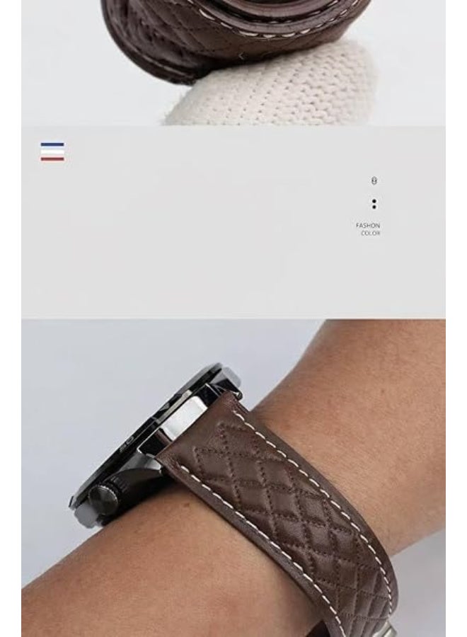Premium 22mm Genuine Leather Watch Band – Magnetic Clasp Replacement Strap for Samsung Galaxy Watch, Huawei, Amazfit & Compatible 22mm Smartwatches (Brown 3D) - Image 2