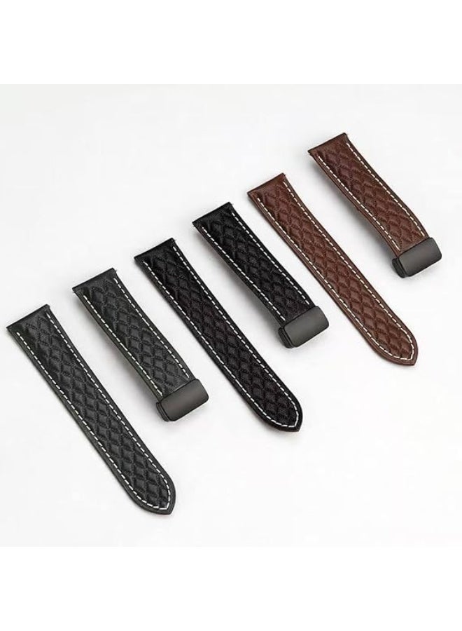 Premium 22mm Genuine Leather Watch Band – Magnetic Clasp Replacement Strap for Samsung Galaxy Watch, Huawei, Amazfit & Compatible 22mm Smartwatches (Brown 3D) - Image 3