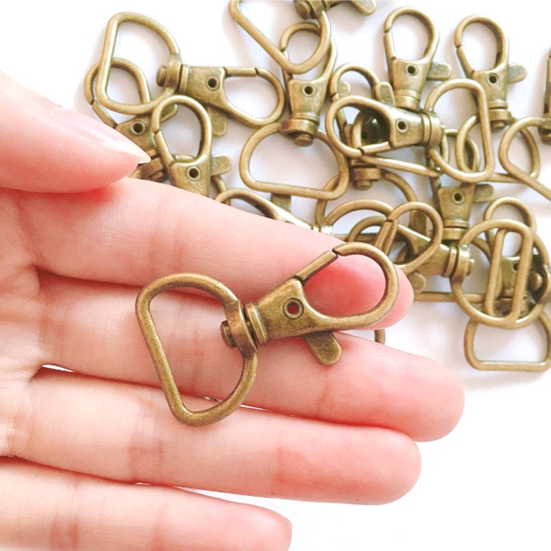 YIXI-SBest YIXISBest 20Pcs Antique Brass 360 Metal Swivel Trigger Snap Hooks Lobster Claw Clasps Wide 34 Inch D Ring Large Size Keychain Hooks 20mm in ID 40mm in Length 34 Antique Brass
