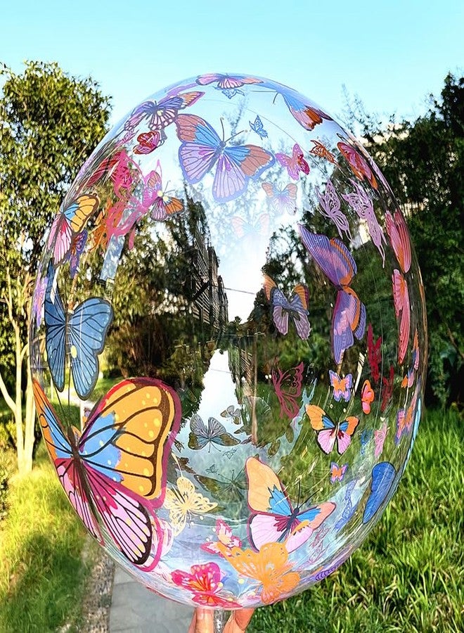 UZER Bobo Balloons Butterfly Printed,Helium Style Transparent Bubble Clear Balloons,Gifts for Christmas,Wedding,Birthday Party Decorations (Butterfly, 24 inch) - Image 1
