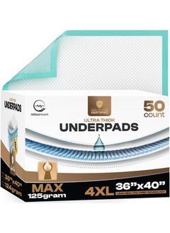 AllSett Health 50 Count Incontinence Bed Pads Disposable 40'' x 36'' - 125 Gram Heavy Duty Super Absorbent Underpads Chucks Pads for Adults Elderly, and Pets 