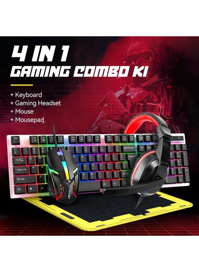 TF240 مجموعة ألعاب 4 في 1 بإضاءة خلفية RGB للوحة المفاتيح والماوس مع سماعات الرأس وسادة الماوس - Image 2