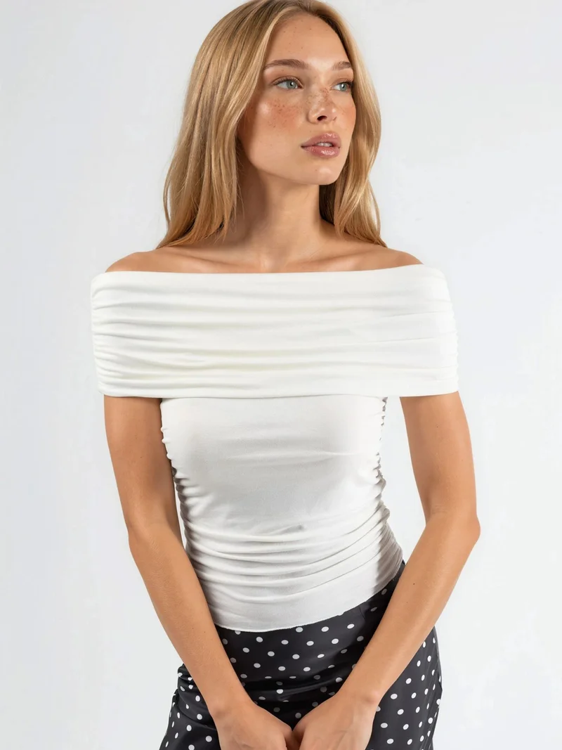 بوسيم BUSEM Off Shoulder Drape Blouse