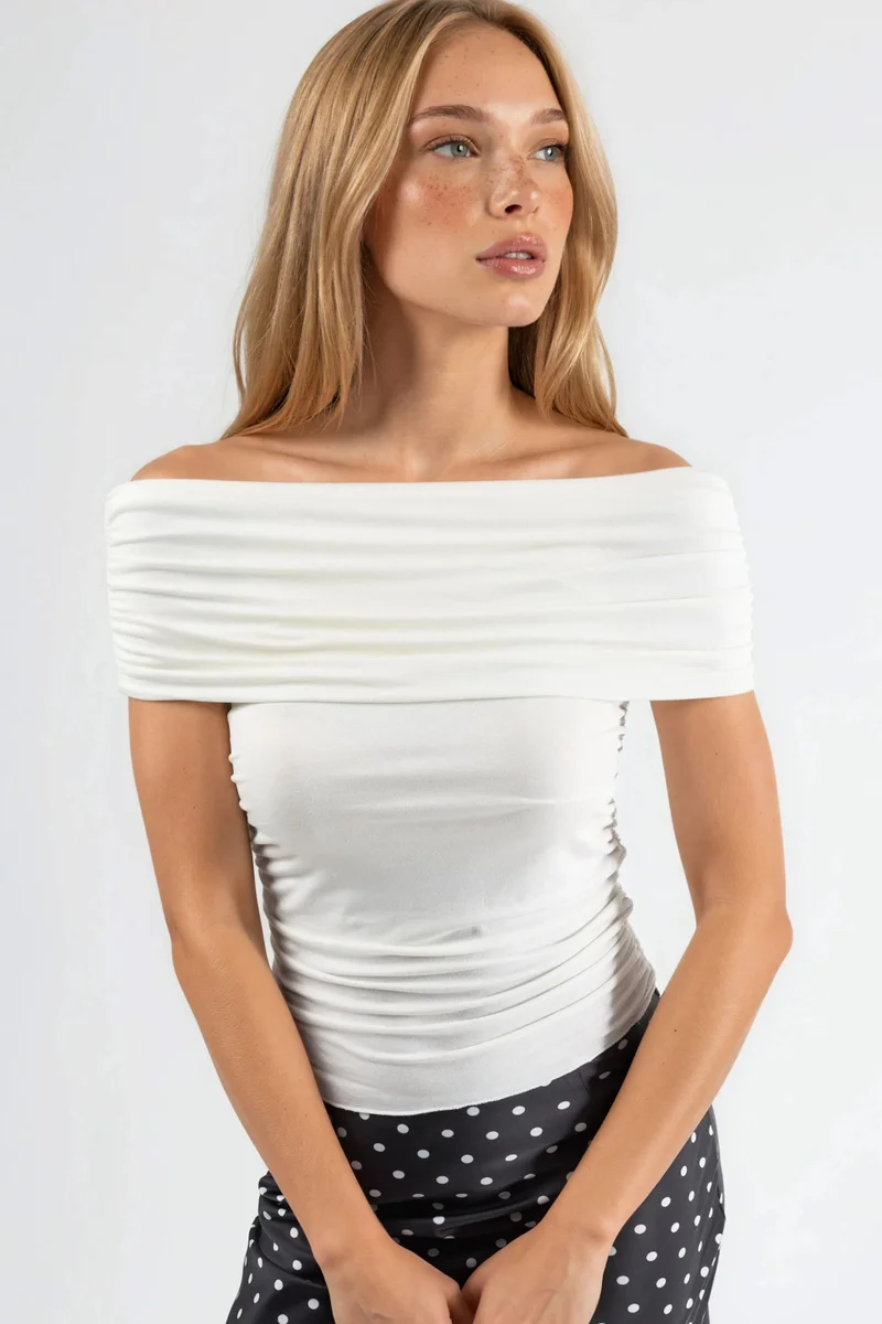 بوسيم BUSEM Off Shoulder Drape Blouse