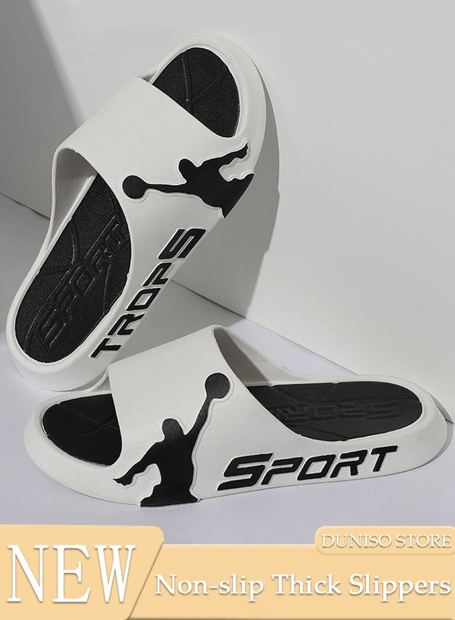 Men's Slipper Thick Sole Non-Slip Bath Slippers Open Toe Shower Slippers House Bedroom Slippers Flat Slipper for Spa Bath Pool Gym House Sandals for Indoor & Outdoor  - Image 1