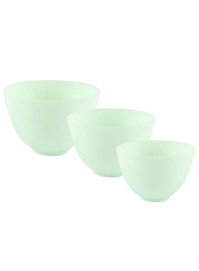 Healifty 3Pcs Diy Face Mixing Bowl Facial Mud Bowl Silicone Facemask Bowl Cosmetic Beauty Tool For Home Salon Spa Face Skin Applicator Bowl (Green) - Image 2