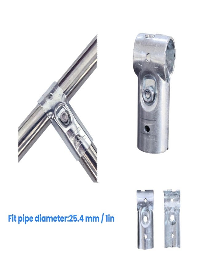 FLEXKEA 2 Pcs T Clamps Pipe Connector, End Rail T Clamp,Metal Clamp Fittings,1" O.D. 25.4 mm,Galvanized Steel Chain Link Fence, Bolts and Nuts Included - Image 3