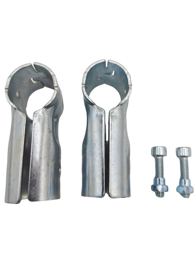 FLEXKEA 2 Pcs T Clamps Pipe Connector, End Rail T Clamp,Metal Clamp Fittings,1" O.D. 25.4 mm,Galvanized Steel Chain Link Fence, Bolts and Nuts Included - Image 1