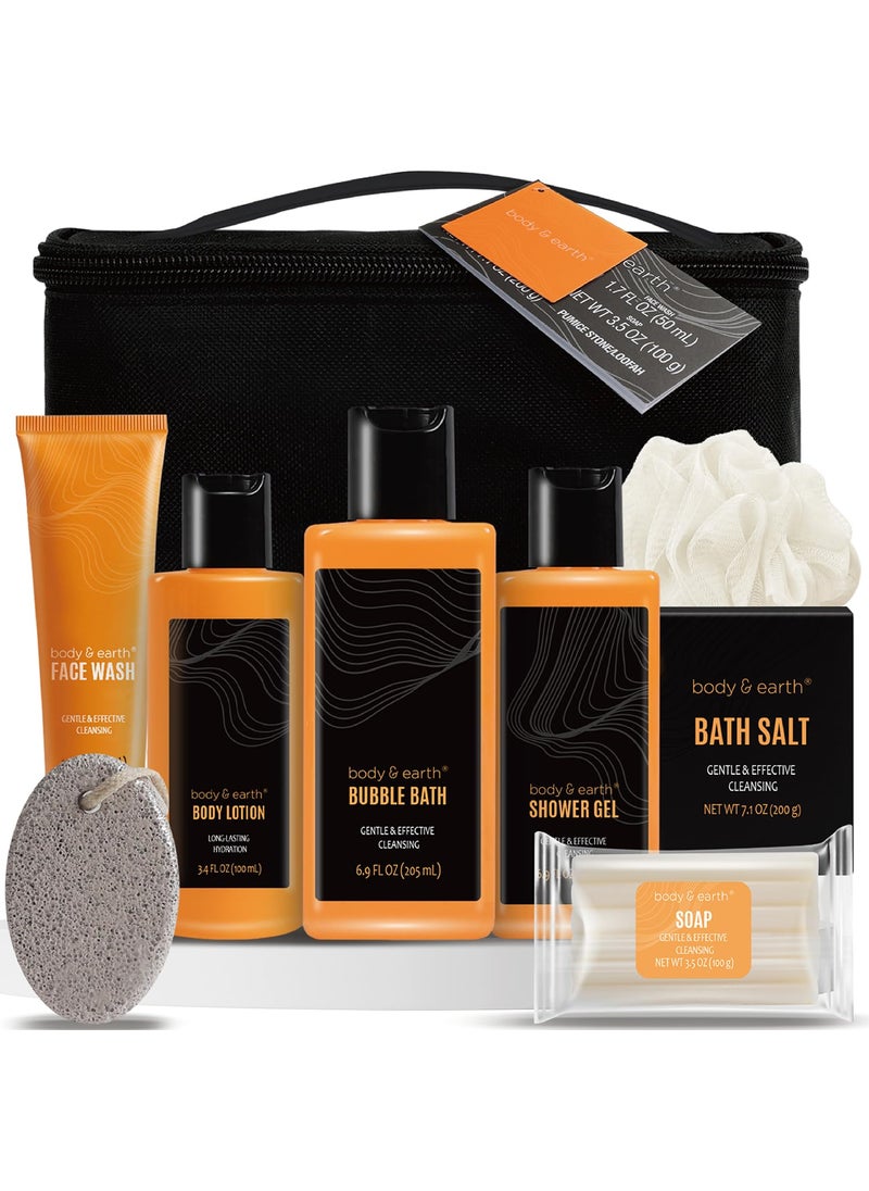 BODY & EARTH - Gift Baskets for Men Bath and Body Gift Set Body & Earth Citrus Scented Mens Bath Set with Body Lotion, Shower Gel, Bubble Bath, Loofah & More, Birthday Gifts for Men - Image 1