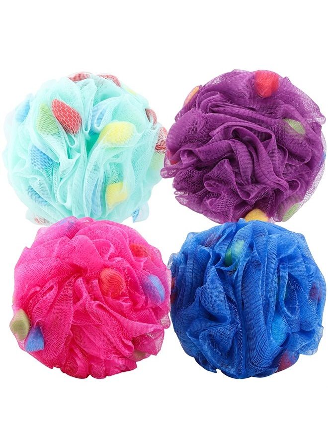 BTYMS Premium Mesh Poufs (65g/pcs) Bath Sponges Shower Loofahs Exfoliating Mesh Puff - Great for Body Wash Pack of 4 - Image 1