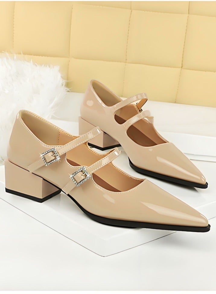 بيج تري ماري جين أحذية الكعب المنخفض السمينة مغلقة إصبع القدم مع أحذية الشريط - Image 2