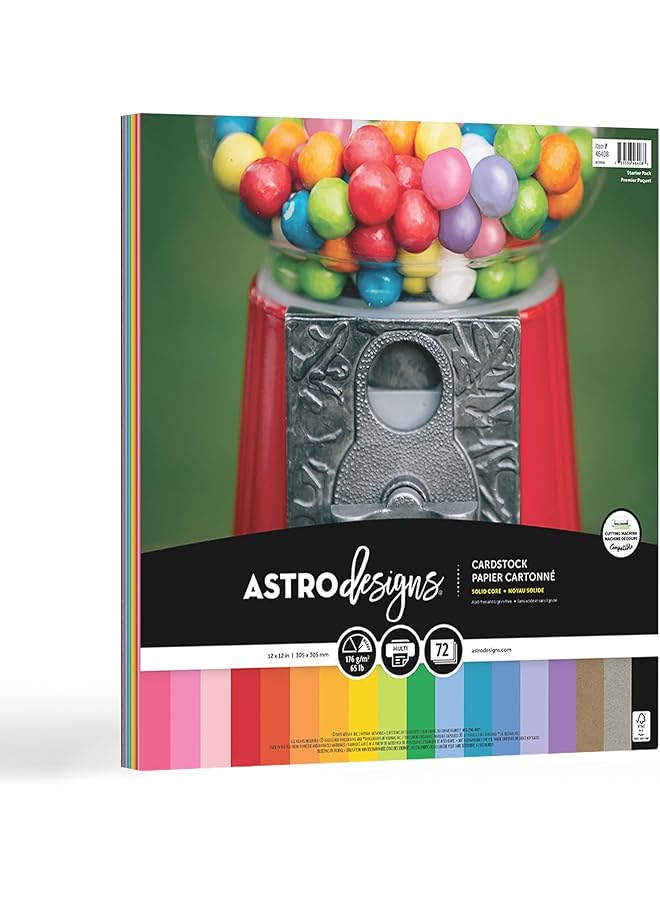 نينا مجموعة بطاقات Creative Collection Starter Kit مقاس 12 بوصة × 12 بوصة 65 رطلًا 176 جرامًا للمتر المربع 18 تشكيلة ألوان 72 ورقة 46408 03 - Image 1