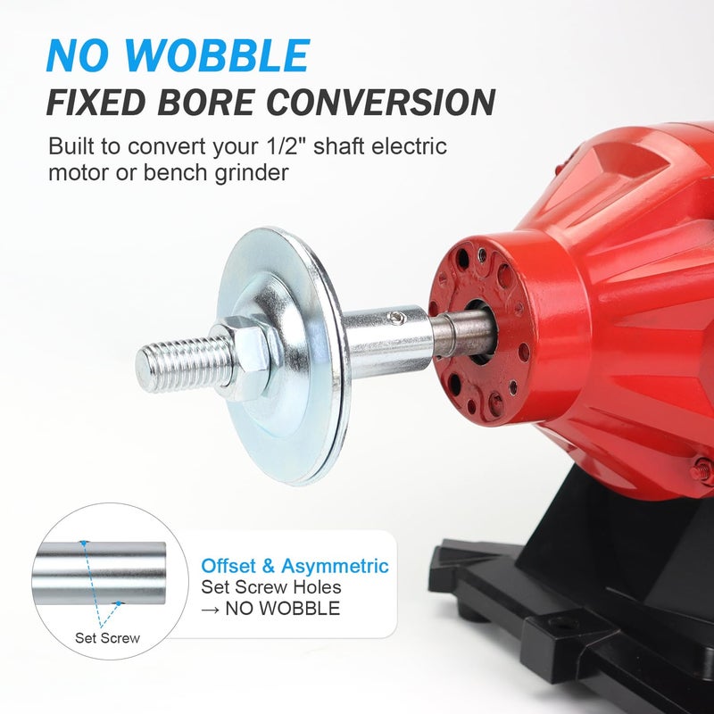 BLSGBUIDING 1/2" Fixed Bore Shaft Arbor Extension - Thicker Version No Wobble for Buffing Grinding Wheels/For Bench Grinder - Right 1 Pack (Steel) - Image 3